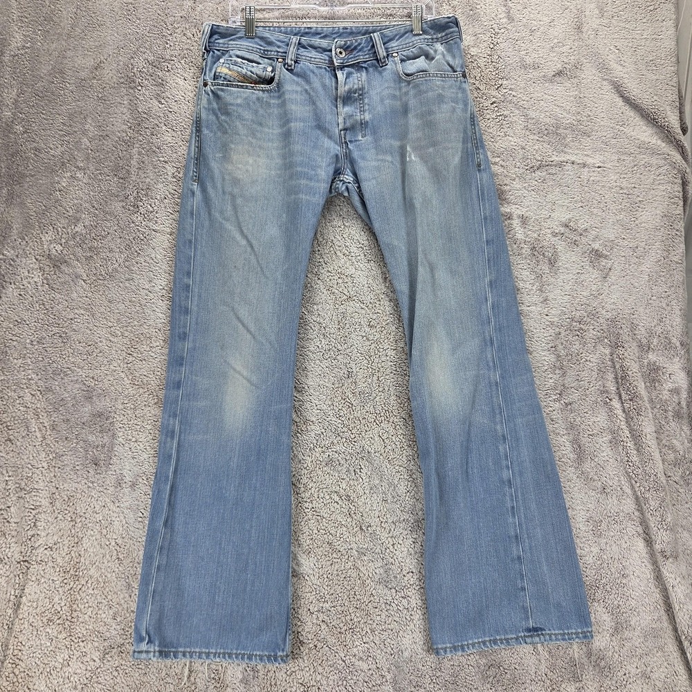 Diesel Jeans Mens 32x32 Blue Zathan Regular Bootcut Distressed Made Italy